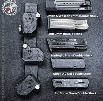 Ambidextrous Double Stack Magazine Pouch w/  Magnetic