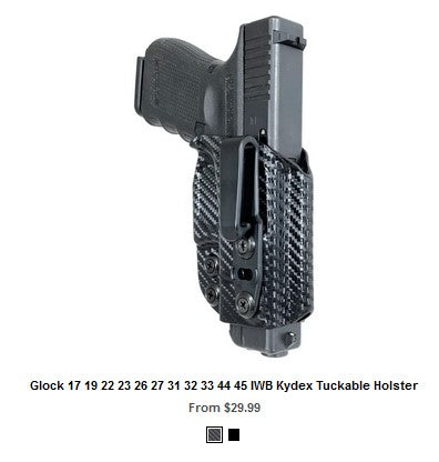 G22 Glock 17 19 22 23 26 27 31 32 33 44 45 IWB Kydex Tuckable Holster - IWB Holsters