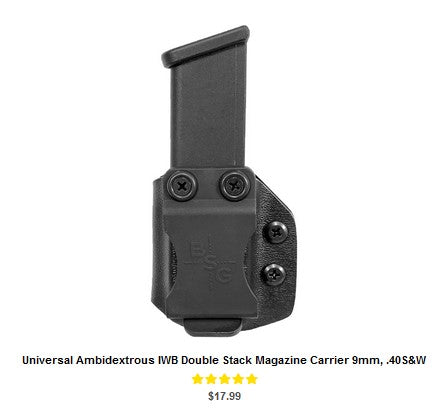 G22 Universal Ambidextrous IWB Double Stack Magazine Carrier 9mm, .40S&W - IWB Mag Carriers