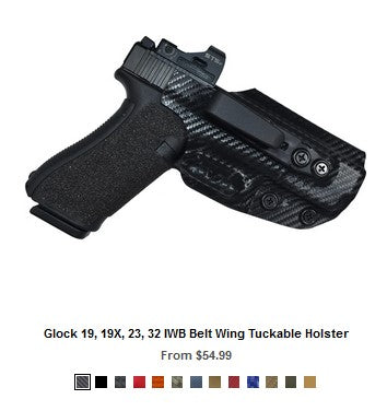 G23 Glock 19, 19X, 23, 32 IWB Belt Wing Tuckable Holster - IWB Holsters