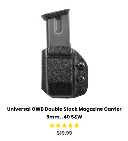 H&K VP9SK Universal OWB Double Stack Magazine Carrier 9mm, .40 S&W - OWB Mag Carriers