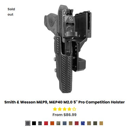 Pro OWB Pro Holster Smith & Wesson M&P9, M&P40 M2.0 5'' Pro Competition Holster